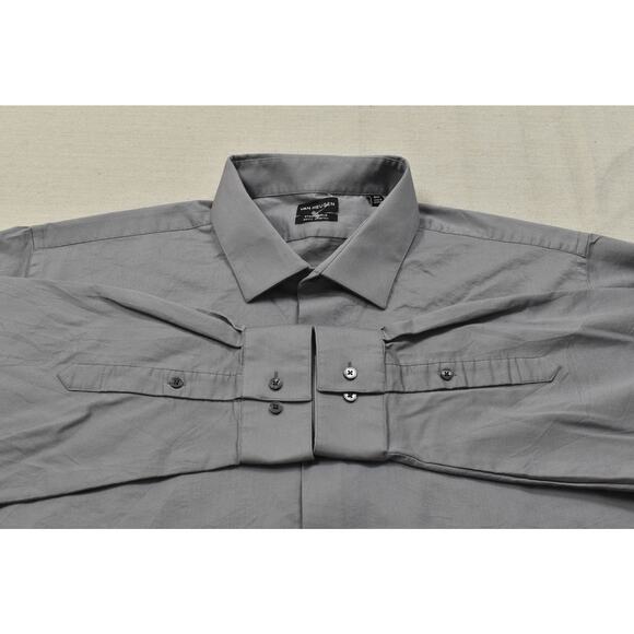Van Heusen Big & Tall Size 19 36/37 Gray Stain Shield Long Sleeve Dress Shirt - Picture 7 of 8